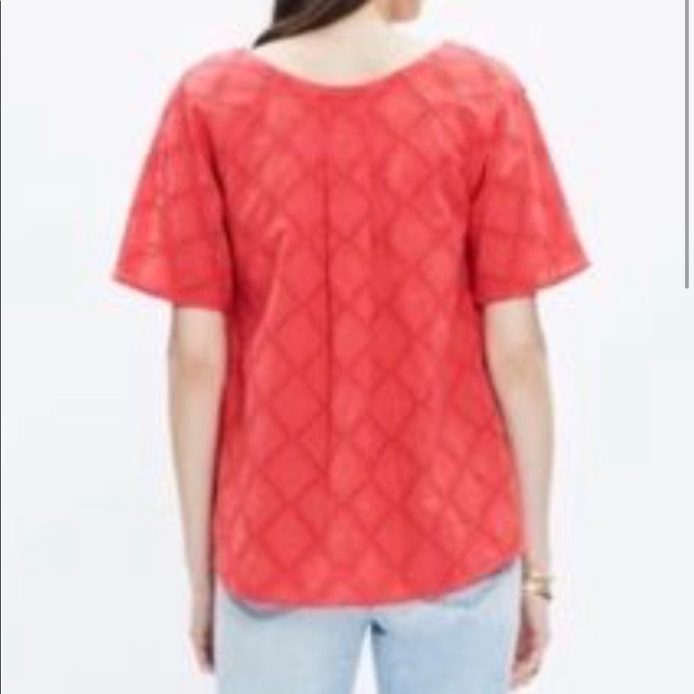 Madewell coral eyelet lattice blouse with cutouts - Picture 3 of 6